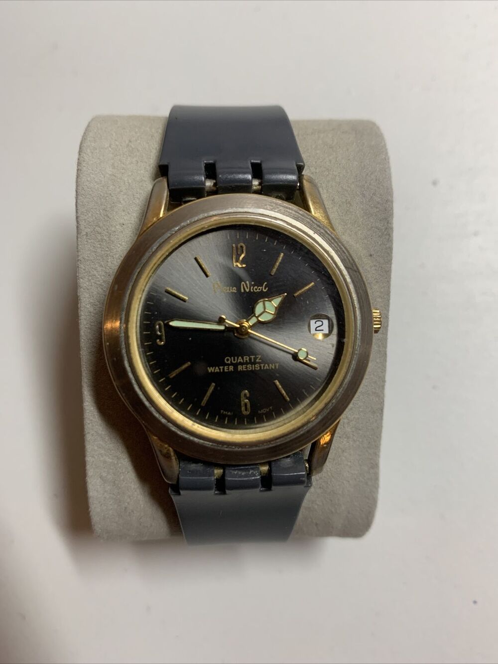 Vintage Pieue Nicol Analog Women's Watch Silver Dial Gold Case